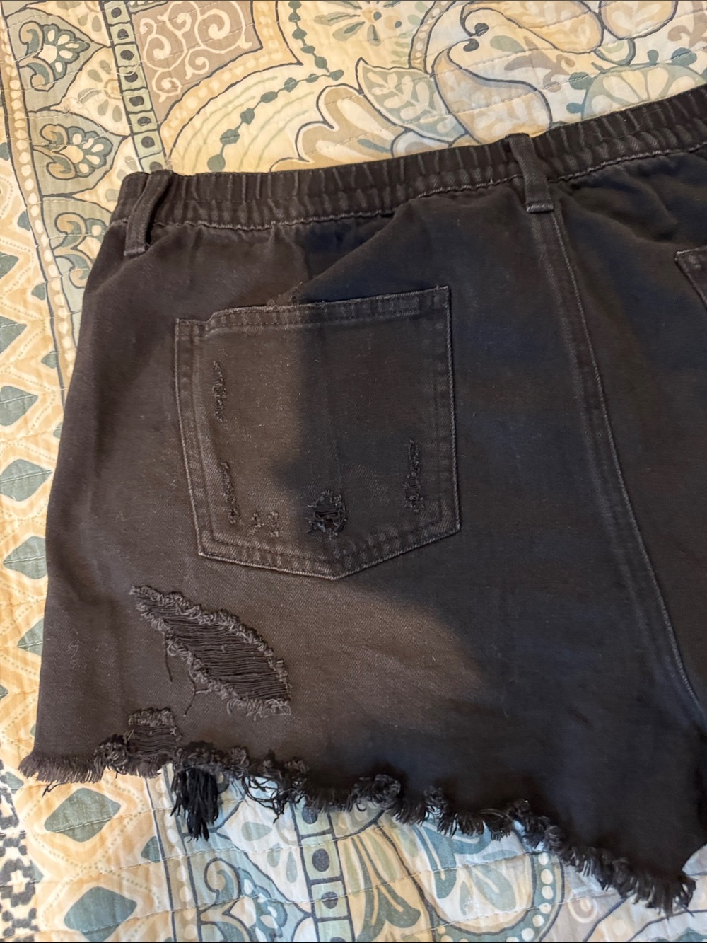 Aerie Black Distressed Women's Denim Shorts - Picture 6 of 7